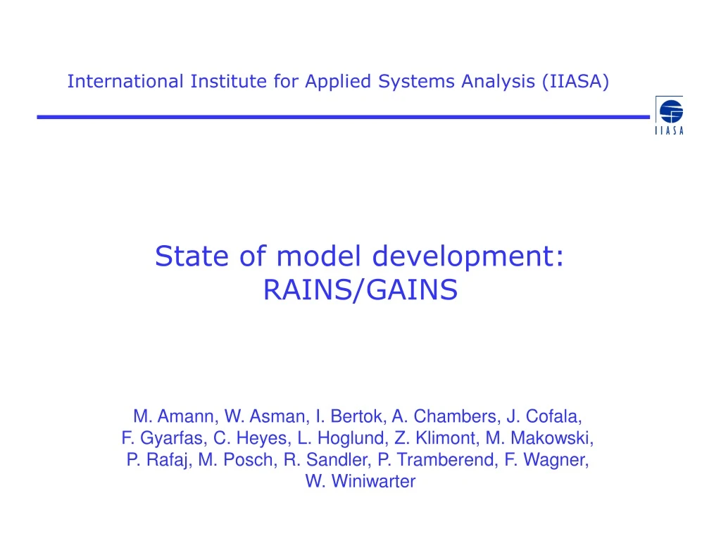 international institute for applied systems analysis iiasa