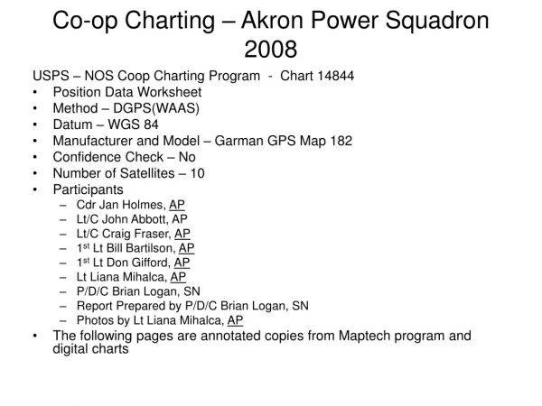 Co-op Charting – Akron Power Squadron 2008