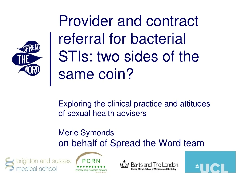 provider and contract referral for bacterial stis