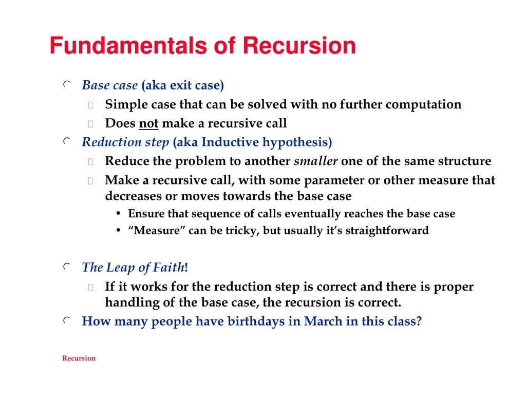 fundamentals of recursion