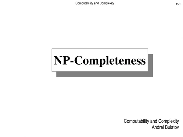 Computability and Complexity