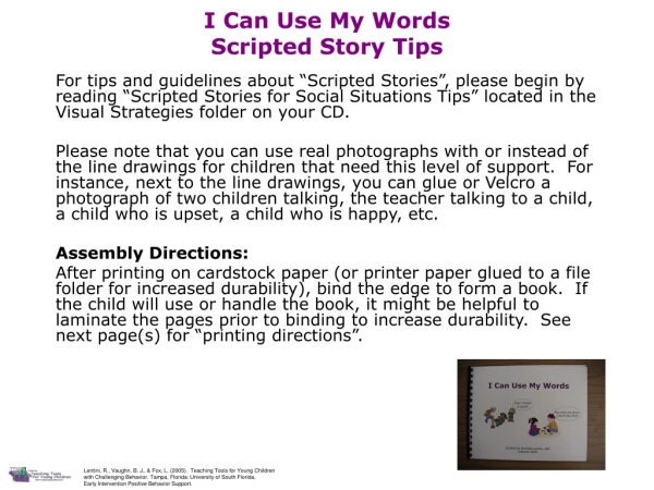 I Can Use My Words Scripted Story Tips
