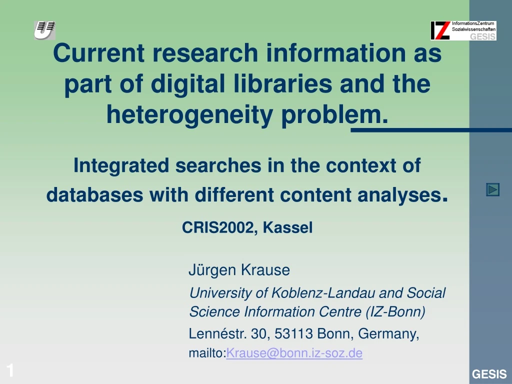 current research information as part of digital