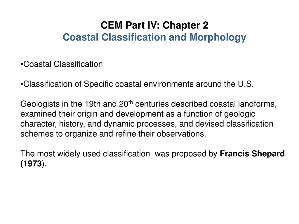 cem part iv chapter 2 coastal classification