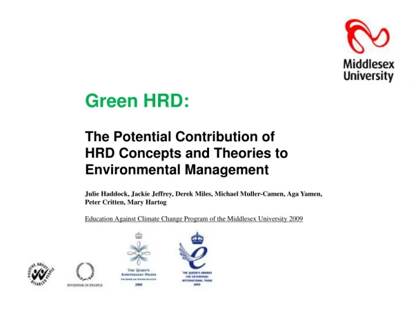 Green HRD:  The Potential Contribution of HRD Concepts and Theories to Environmental Management