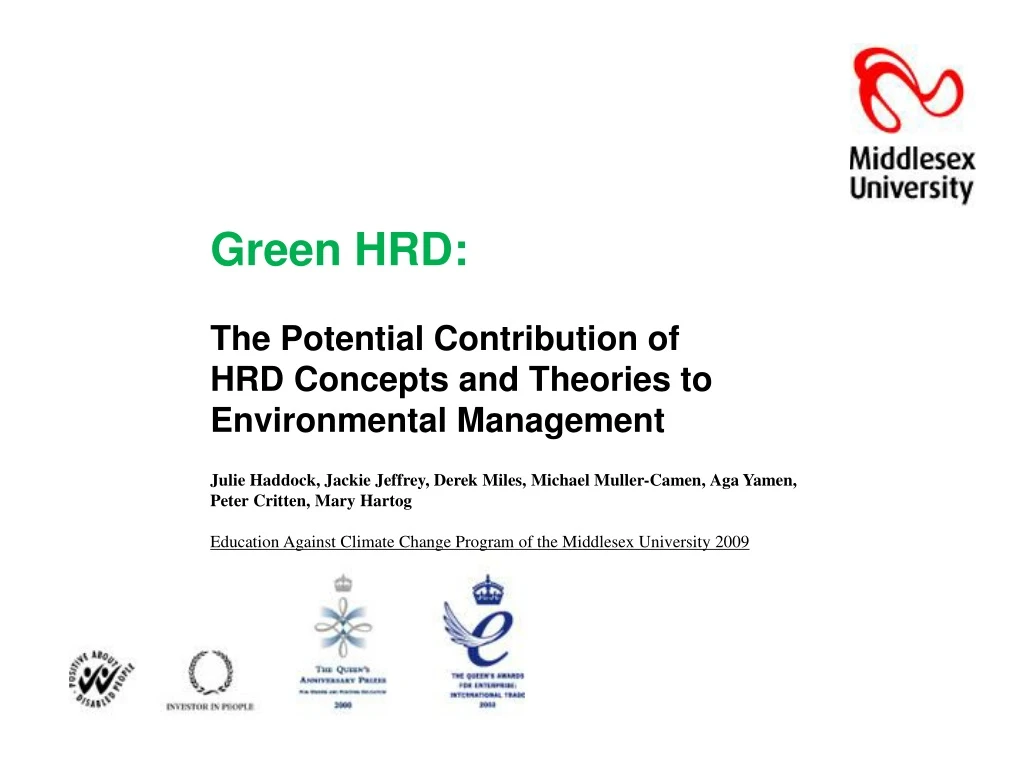 green hrd the potential contribution