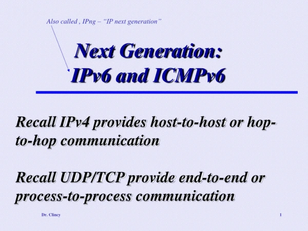 Next Generation: IPv6 and ICMPv6