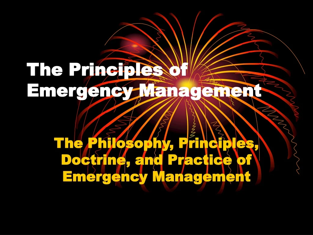 the principles of emergency management