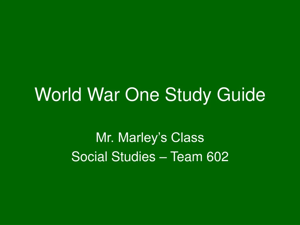 world war one study guide