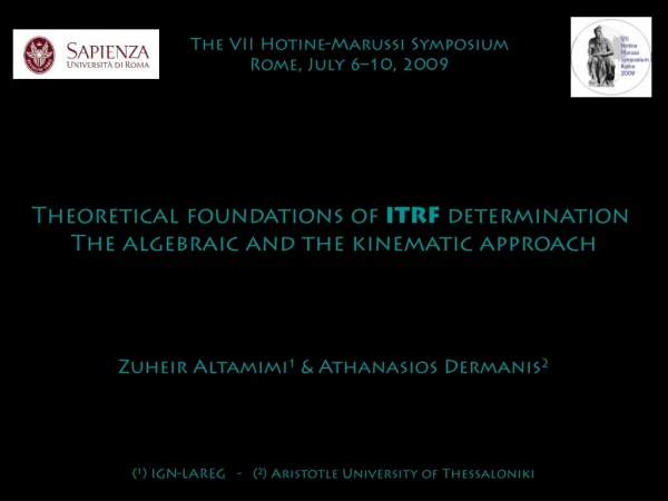 Theoretical foundations of  ITRF  determination  The algebraic and the kinematic approach