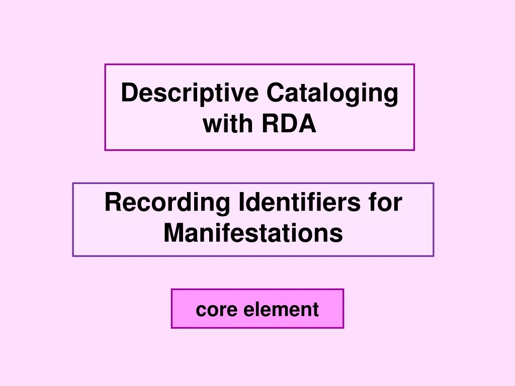 recording identifiers for manifestations