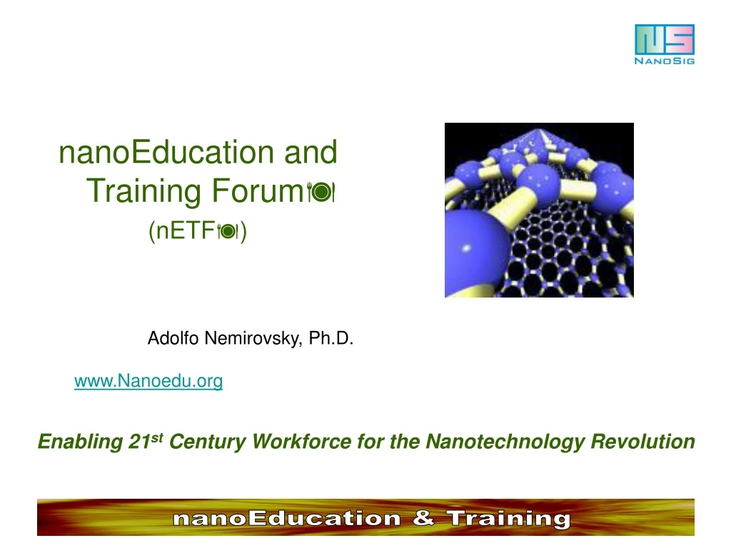 nanoeducation and training forum netf