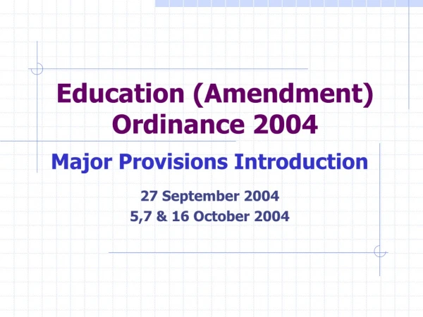 Education (Amendment) Ordinance 2004