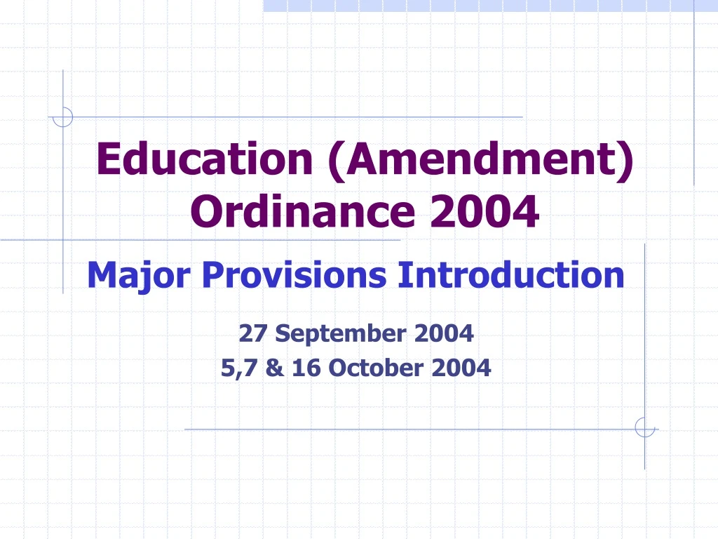education amendment ordinance 2004