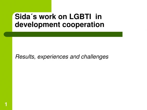 Sida´s work on LGBTI  in development cooperation