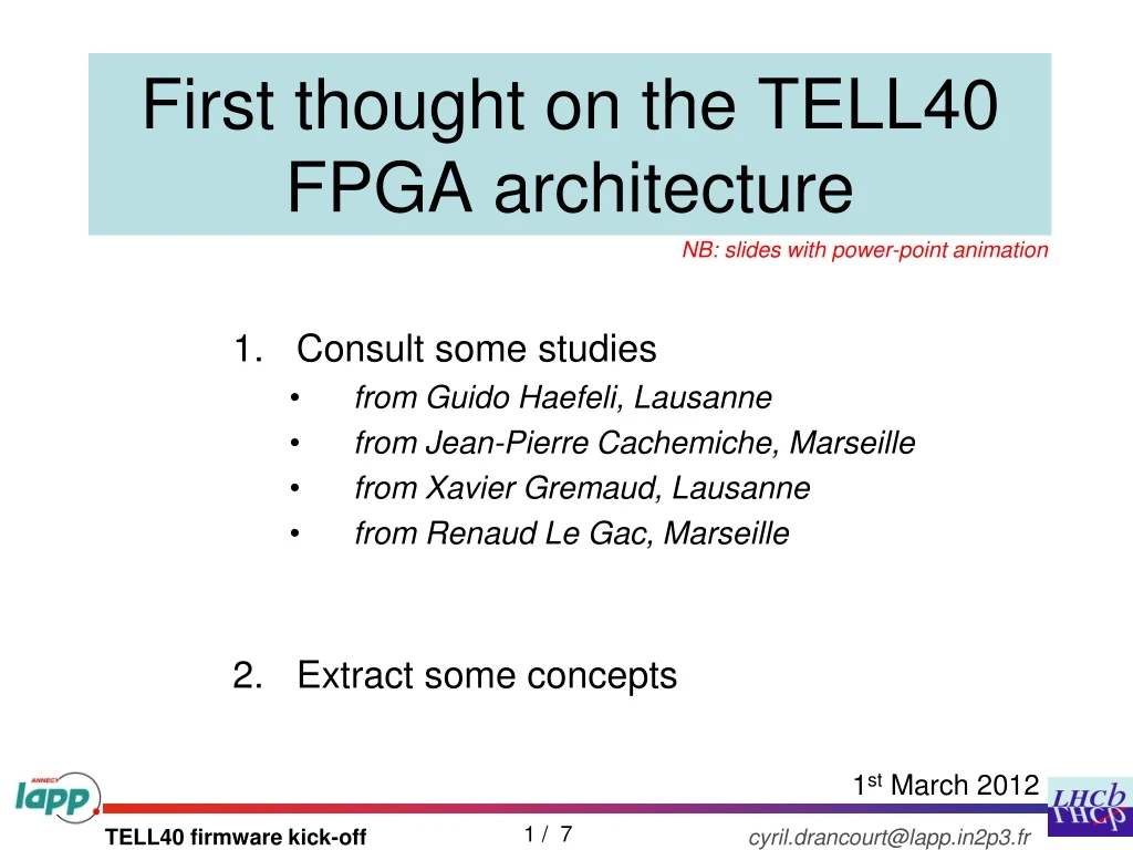first thought on the tell40 fpga architecture