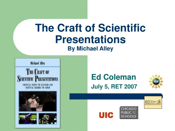 The Craft of Scientific Presentations By Michael Alley