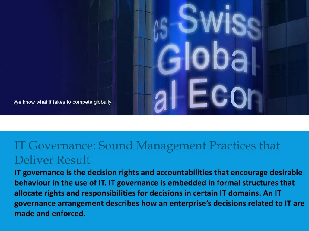 it governance sound management practices that