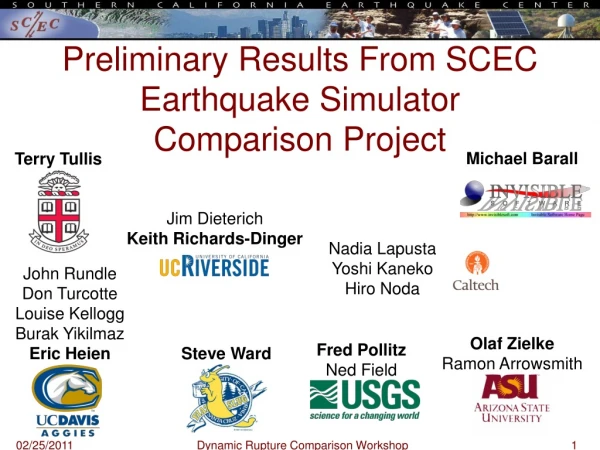 Preliminary Results From SCEC Earthquake Simulator Comparison Project