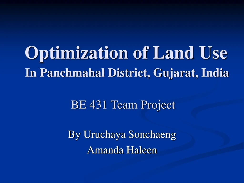 optimization of land use