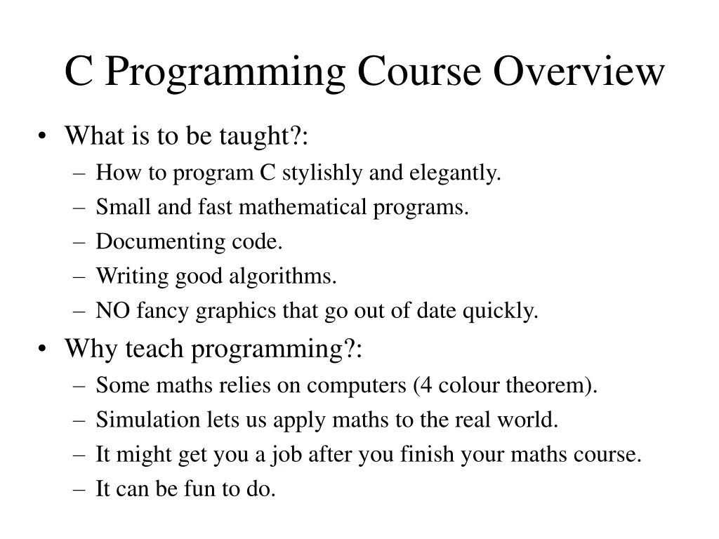 c programming course overview