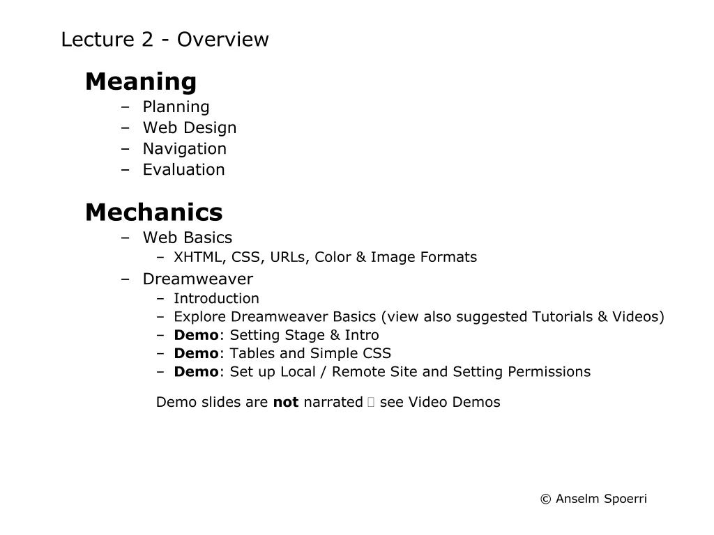 lecture 2 overview