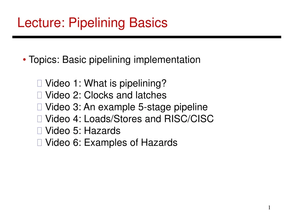 lecture pipelining basics