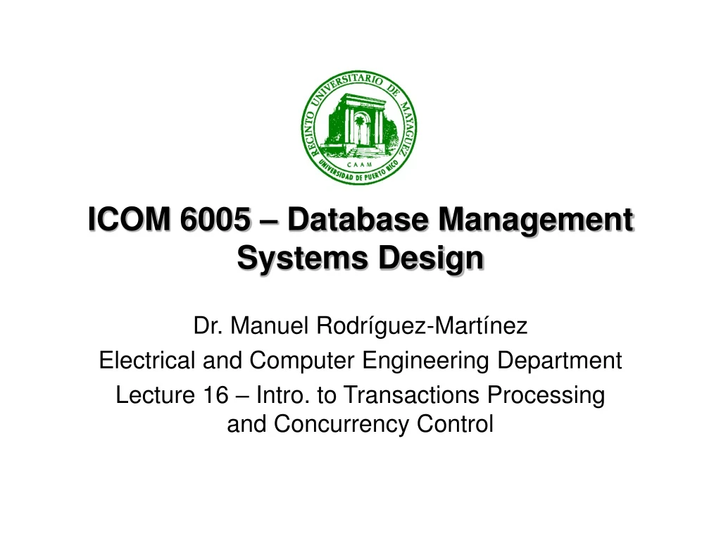 icom 6005 database management systems design