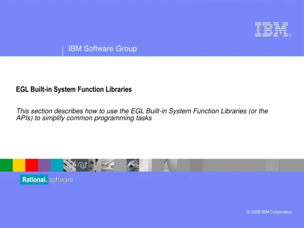 EGL Built-in System Function Libraries
