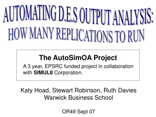 The AutoSimOA Project