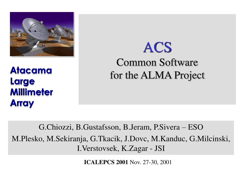 acs common software for the alma project