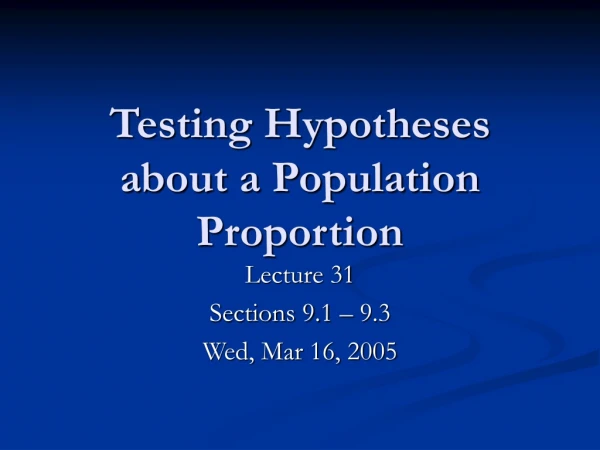 Testing Hypotheses about a Population Proportion