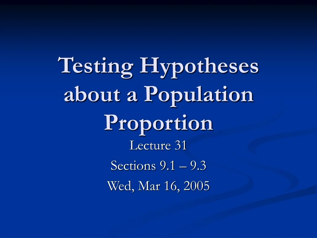 testing hypotheses about a population proportion