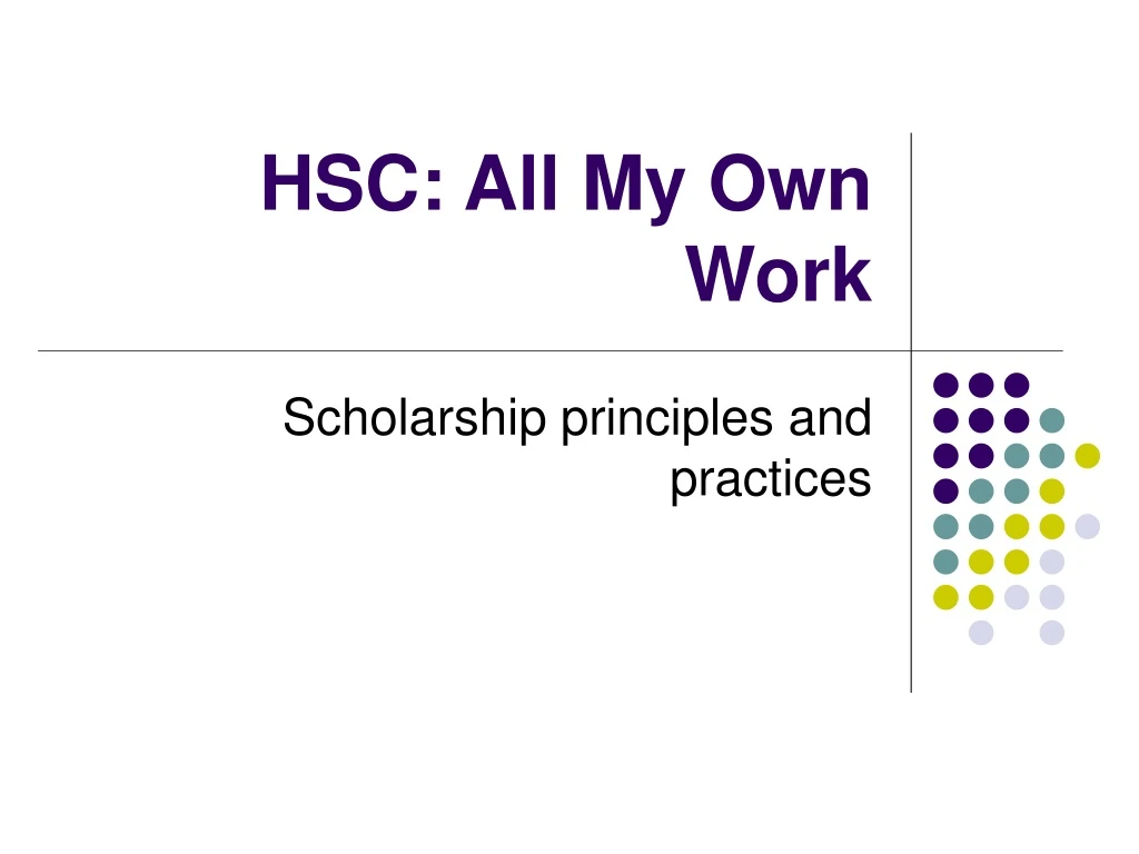 hsc all my own work