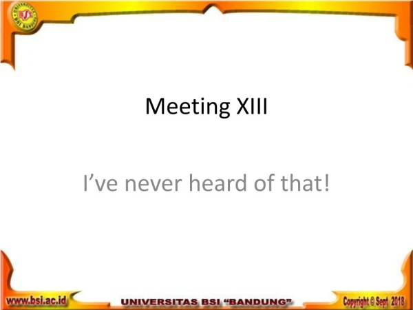 Meeting XIII