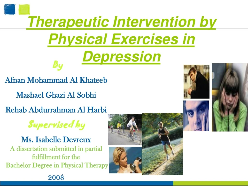 therapeutic intervention by physical exercises in depression