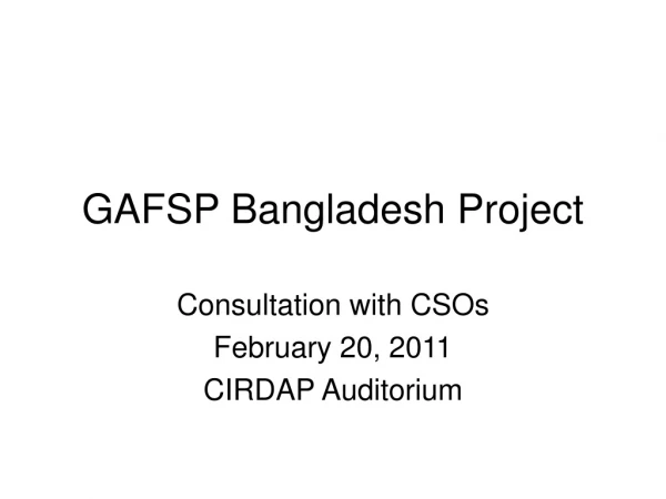 GAFSP Bangladesh Project