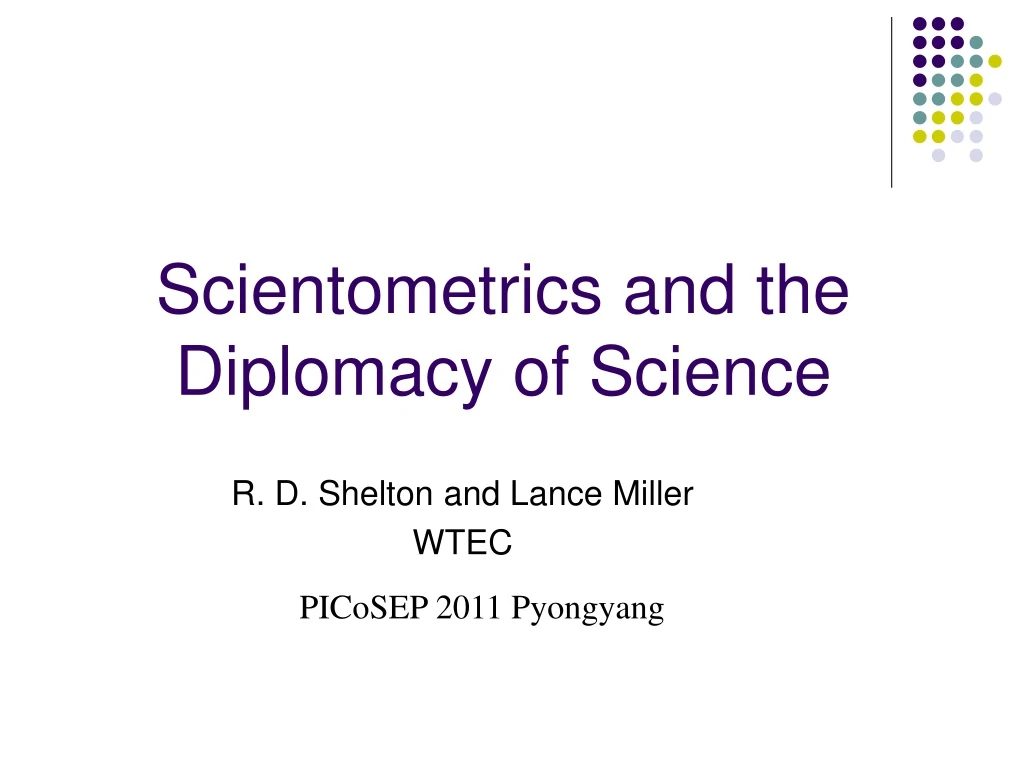 scientometrics and the diplomacy of science