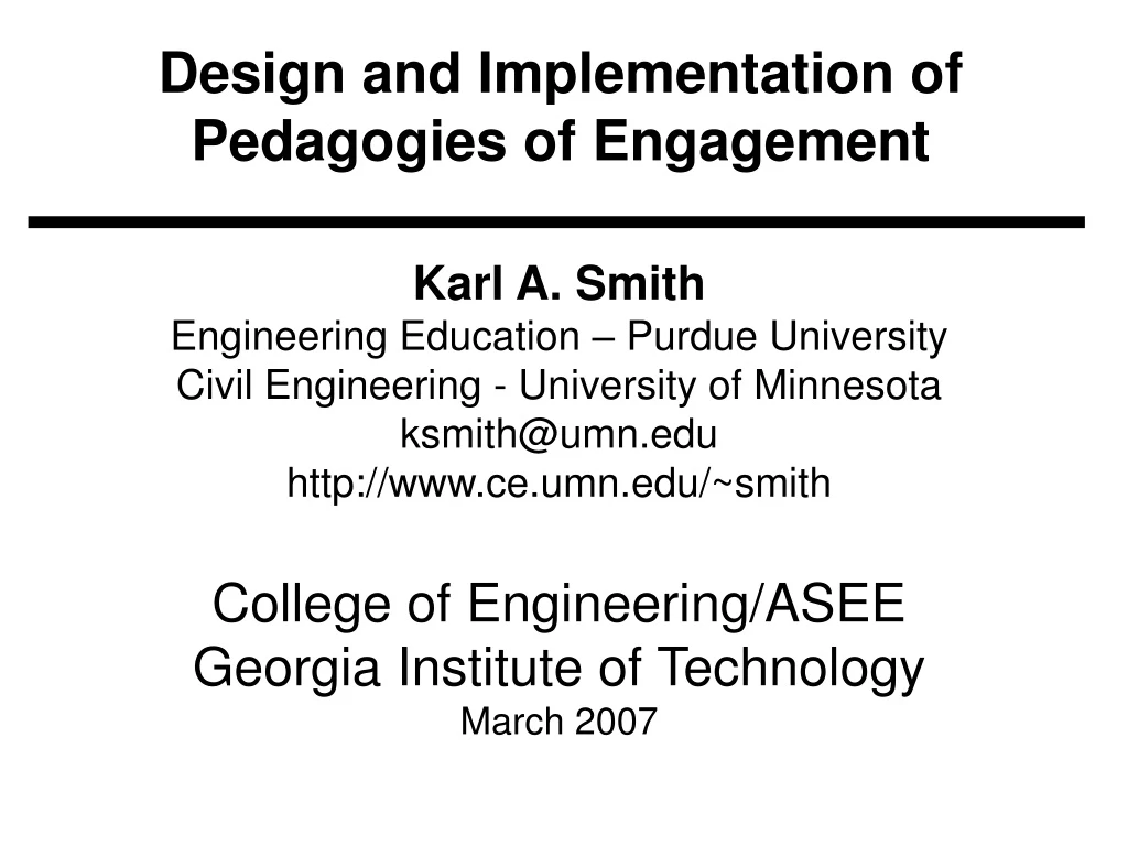 design and implementation of pedagogies of engagement