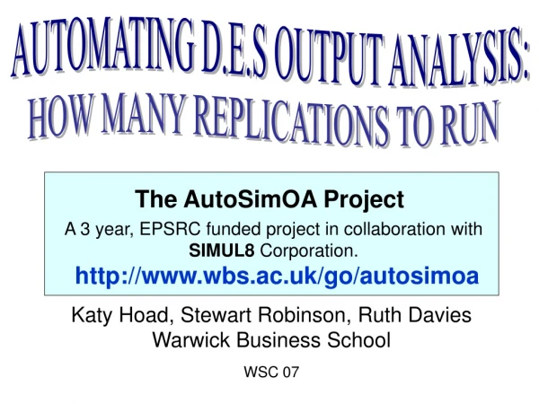 The AutoSimOA Project