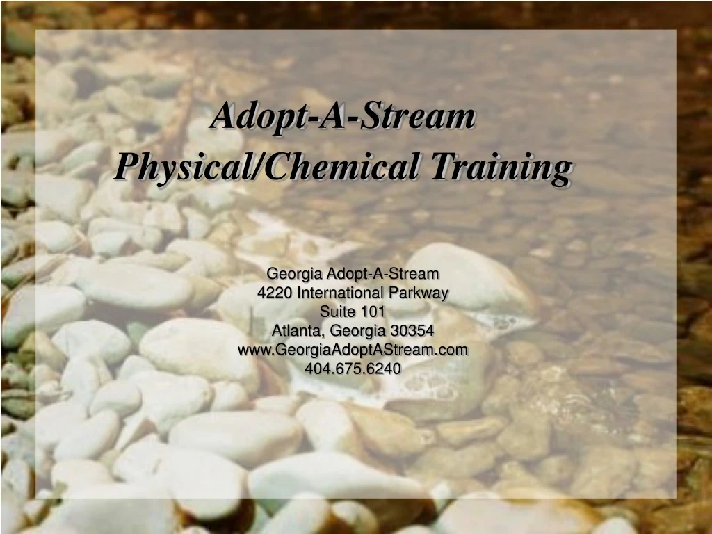 adopt a stream physical chemical training