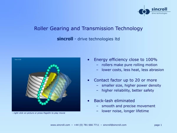 Roller Gearing and Transmission Technology sincroll  -  drive technologies ltd