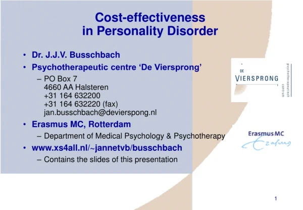 Cost-effectiveness  in Personality Disorder