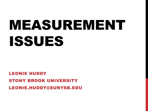 MEASUREMENT ISSUES