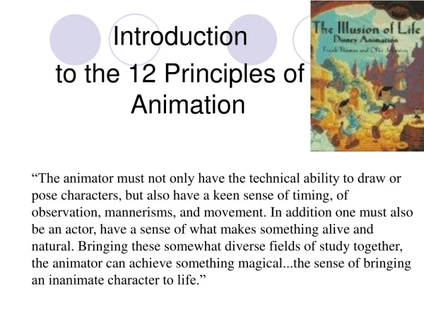 Introduction  to the 12 Principles of Animation