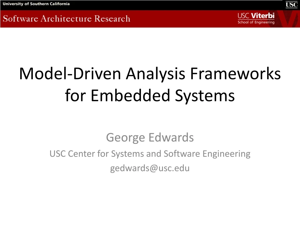 model driven analysis frameworks for embedded systems