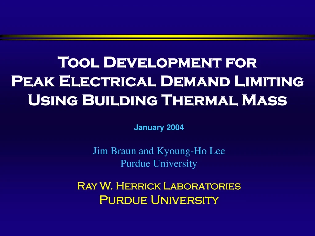 tool development for peak electrical demand