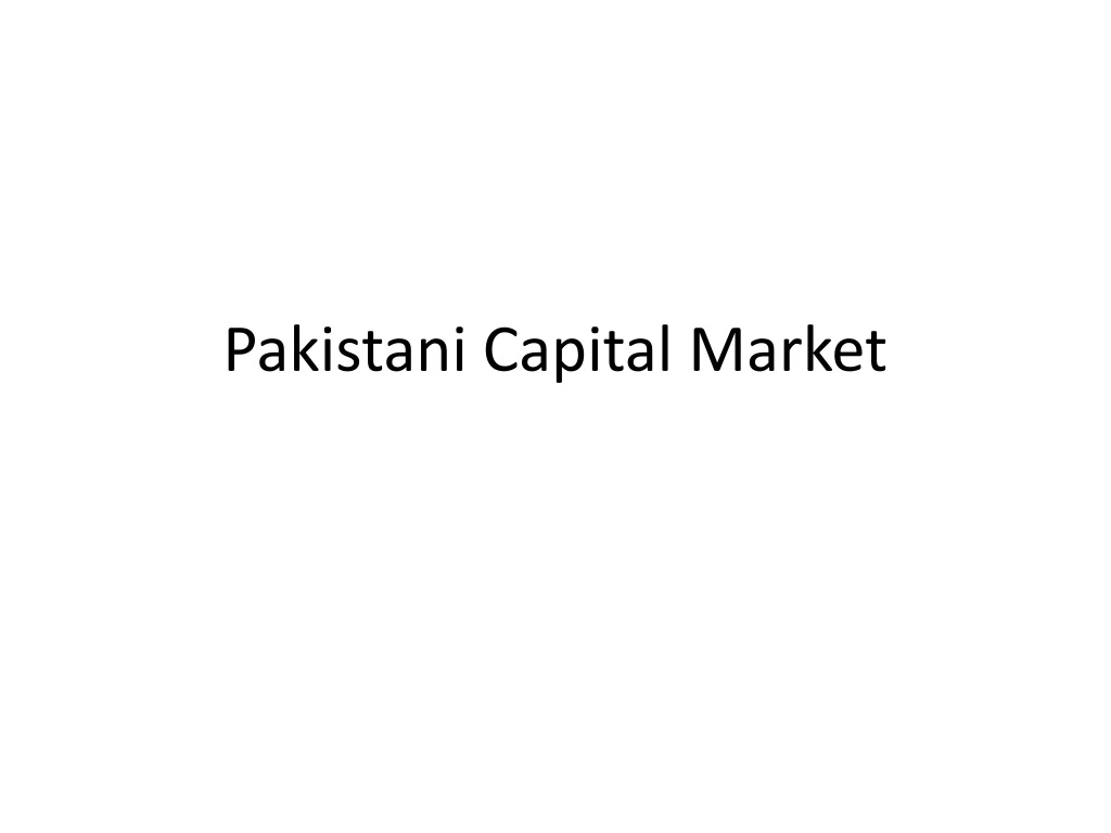 pakistani capital market