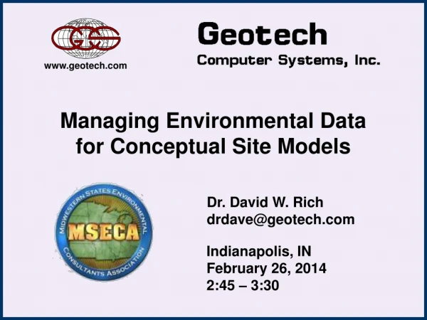 Managing Environmental Data for Conceptual Site Models