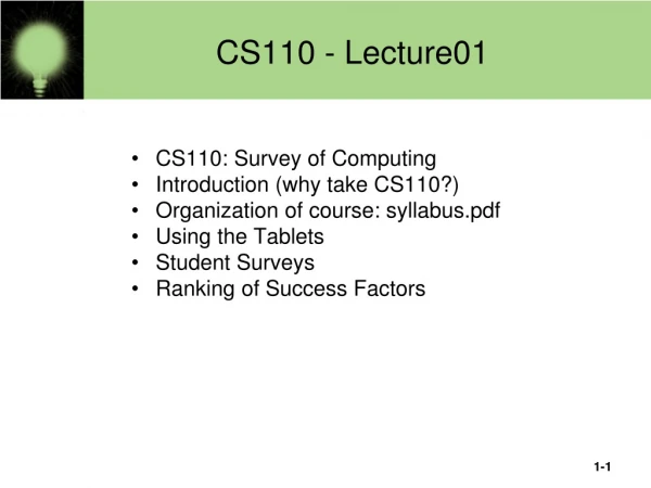 CS110 - Lecture01